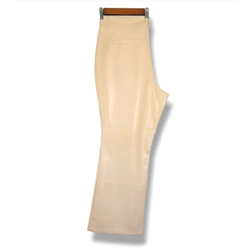 Bagatelle Vegan Faux Leather High Rise Cropped Flare Pants Size Large Beige‎